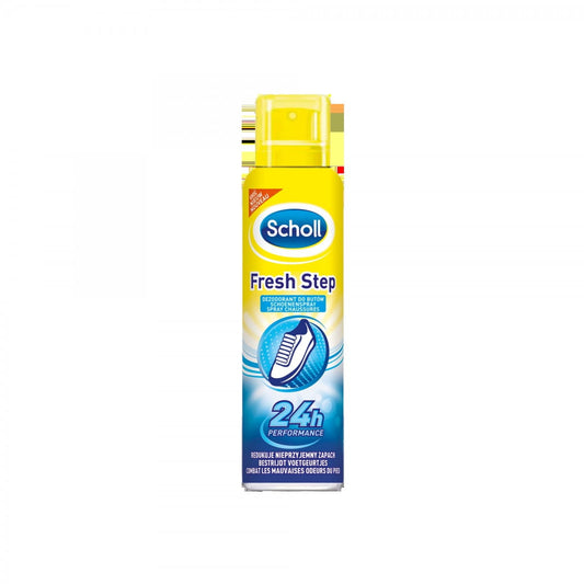 Frisches Schrittschuh-Deo von RECKITT BENCKISER, 150 ml Flasche, zeigt das Produkt in einer weißen Verpackung.