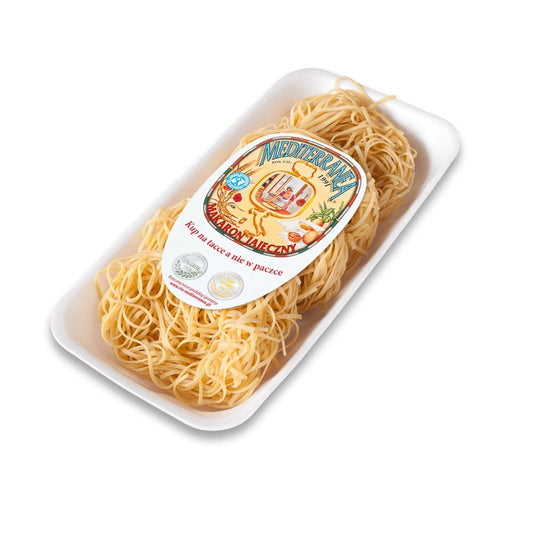 RTA Eiernudeln, Standardband, 250 g, frisch gekochte Eiernudeln auf weißem Teller, ideal für Pasta-Gerichte
