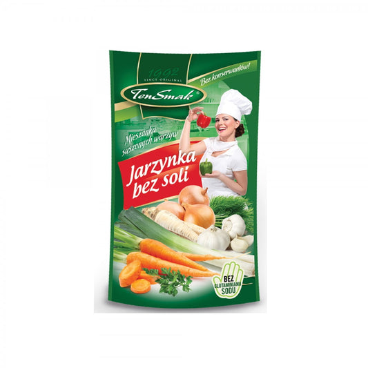 Gemüse ohne Salz, 100 g, von TEN SMAK, frisches buntes Gemüse auf einem Teller, gesund und naturnah, ideal für Salate.