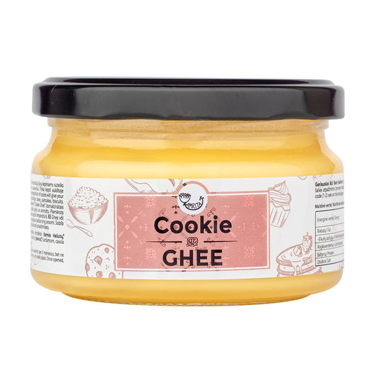 Ghee-Keks-Butter von UAB EKO PIRK in 200 ml Flasche, cremige Konsistenz, ideal zum Backen und Kochen.