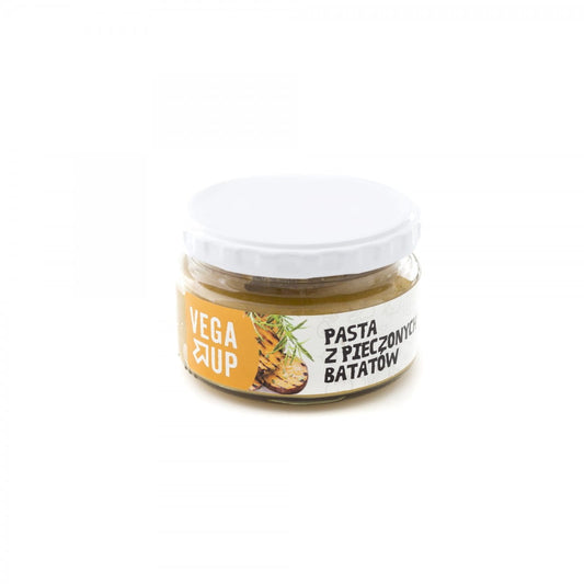 Geröstete Süßkartoffelpaste von VEGA UP in 200 g Packung, cremige Textur, ideal für Brot und Dips.