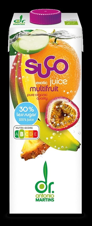 Exotischer Bio-Mehrfruchtdrink von COCO DR. MARTINS, 1000 ml mit 30 % weniger Zucker, fruchtige Frische in Flasche