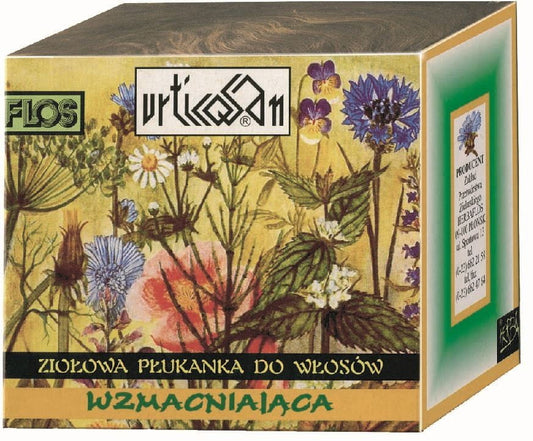 HERBAVIS Fix URTICOSAN stärkende Haarspülung in einer Flasche, zeigt die Verpackung mit grünem Design und Produktetikett