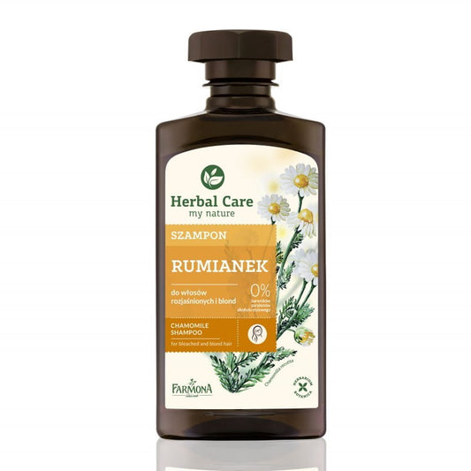 Kamille Shampoo von FARMONA in 330ml Flasche, pflegt das Haar mit natürlichen Kamille-Extrakten, sichtbar in der Flasche