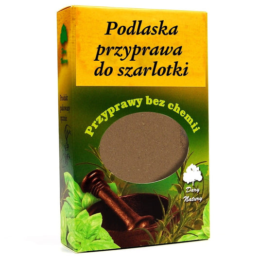 Apfelkuchengewürz von DARY NATURY in 50g Packung, natürliche Gewürzmischung für Apfelkuchen, sichtbar in der Verpackung