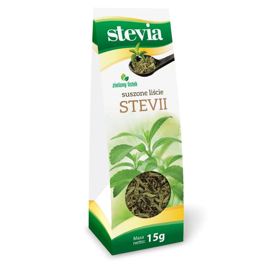 Getrocknete grüne Stevia-Blätter, 15 g, von Zielony Listek, natürliche Süße für Tee und Backwaren.
