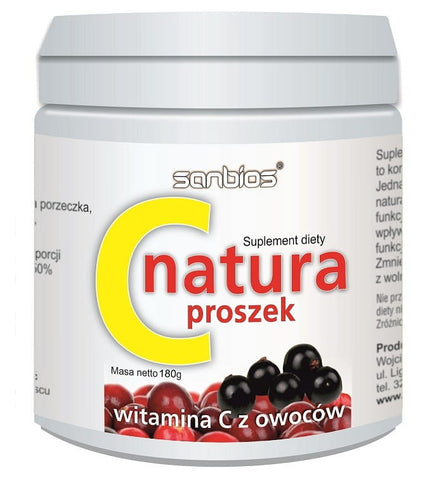 C Natur Pulver 180g - Vitamin C aus SANBIOS Frucht