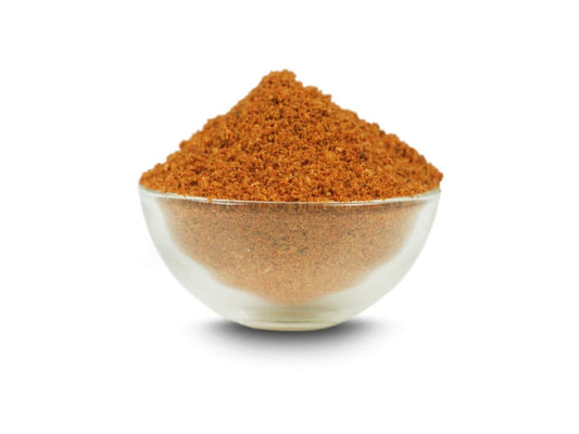 VIVIO Garam Masala Gewürzmischung in 50g Packung, Nahaufnahme der Gewürzkräuter und -mischung in einer Dose