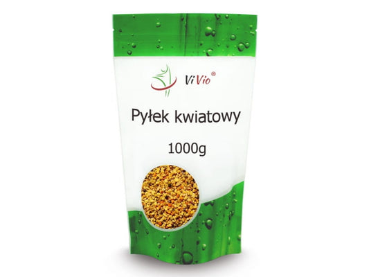 VIVIO Blütenpollen in 1000g Packung, natürliche gelbe Pollen mit Blüten und Honigstücken, gesunde Nahrungsergänzung