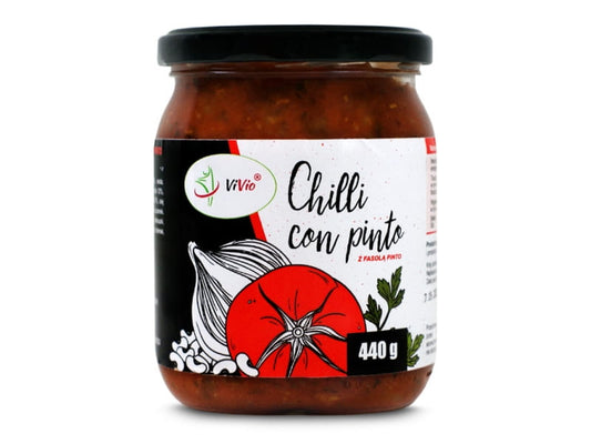 VIVIO Chili con Pinto in 440g Dose, scharfe und würzige Bohnenmischung in einer Dose, ideal für herzhafte Gerichte.