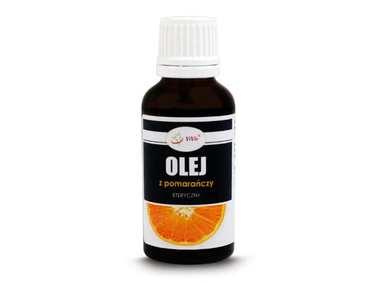 Orangenöl von biogo in 30 ml Flasche, naturbelassenes ätherisches Öl mit frischem Orangenaroma, auf weißem Hintergrund.