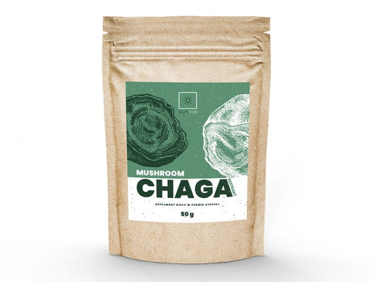 Chrysanthemen-Pilz-Extrakt 10:1 von SUNVIO in 50g Packung, Nahaufnahme des Extraktpulvers in einer Dose
