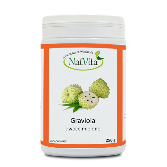 Gemahlene Graviola-Frucht von NATVITA in 250g Packung, fein gemahlen, natürliche Superfood-Quelle, Fruchtstückchen sichtbar