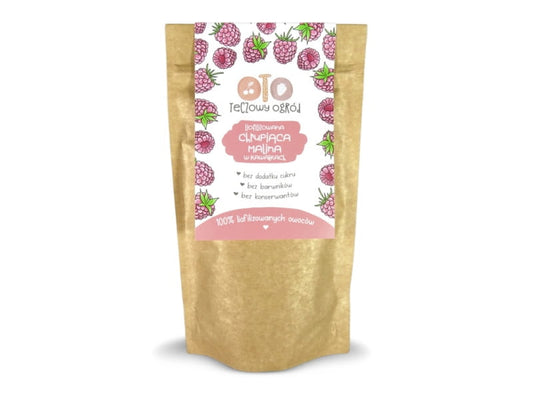 Gefriergetrocknete Himbeerstückchen von OtoLandia, 20g, knusprige, rote Beerenstücke für Snacks und Backwaren.