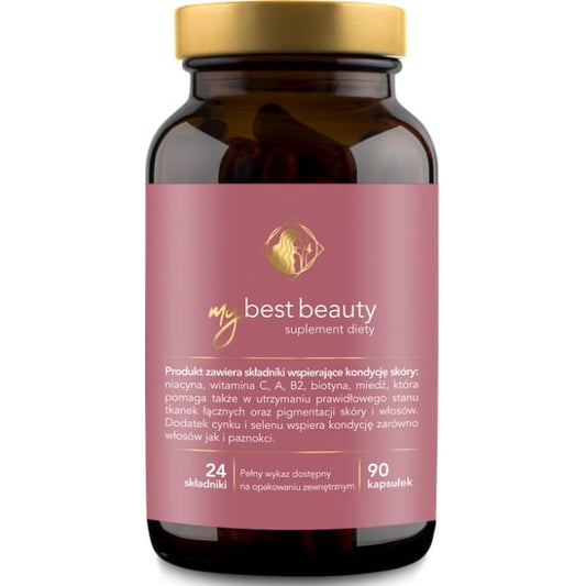 My Best Beauty Kapseln zur Verbesserung von Haut und Nagelhaaren, 90 Stück, von MYBESTPHARM, in einer offenen Packung mit Kapseln