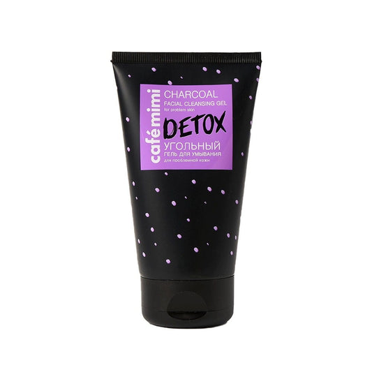 Gesichtsreinigungsgel mit Aktivkohle von DesignSoap, 150 ml Flasche, zeigt das Produkt mit schwarzem Gel und schwarzer Verpackung