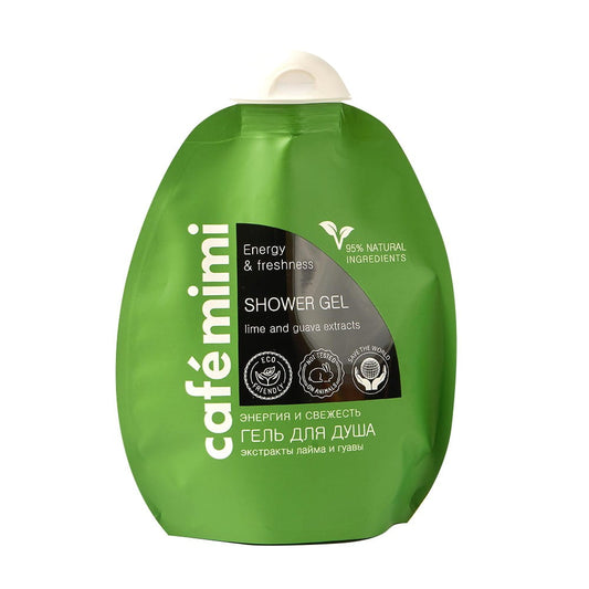 Duschgel Energie und Frische von DesignSoap, 250 ml Flasche mit grüner Verpackung und frischem Duft, sichtbar im Bild