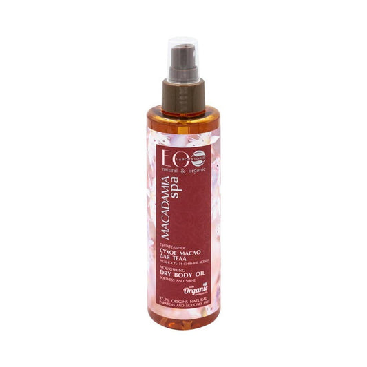 Pflegendes Körperöl von Eco Laboratorie in 200 ml Flasche, mit pflegenden Inhaltsstoffen, zeigt die Flasche vor einem neutralen Hintergrund.