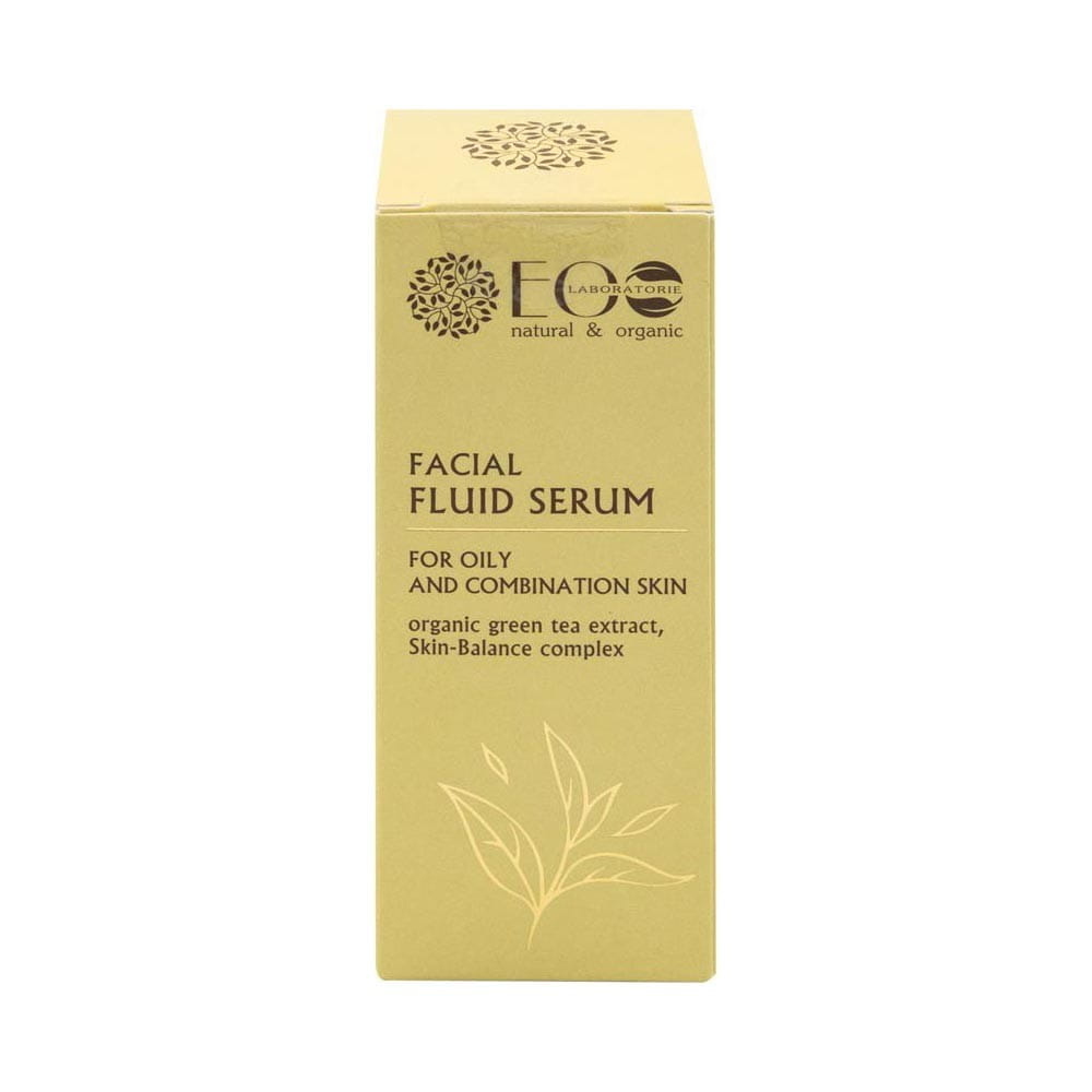 Gesichtsserum von Eco Laboratorie für fettige und Mischhaut, 30 ml, flüssige Pflege im Pumpspender.