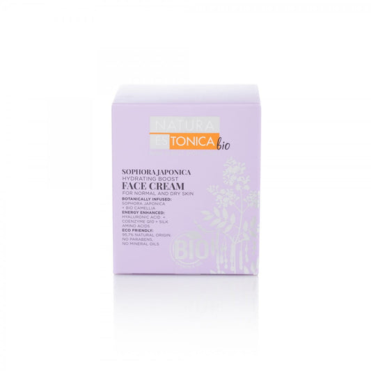Feuchtigkeitscreme von EUROBIO LAB, japanische Sofora Gesichtspflege in 50 ml Tube, feuchtigkeitsspendende Hautpflege, close-up