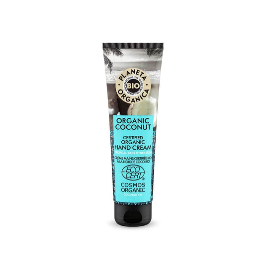 Feuchtigkeitsspendende Handcreme mit Bio-Kokos, EUROBIO LAB, 75 ml, glättet und pflegt trockene Hände.