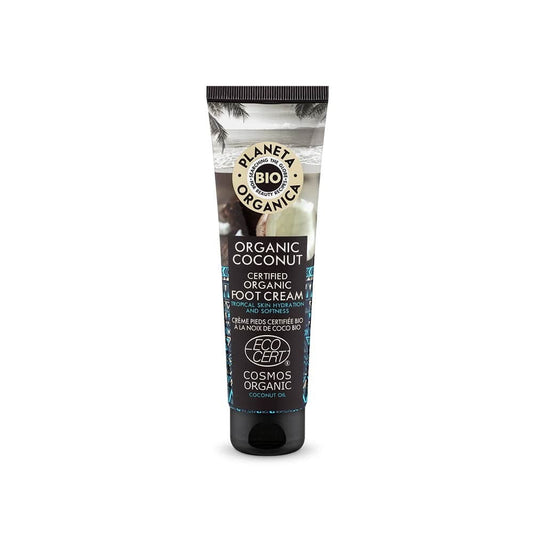 Feuchtigkeits-Fußcreme von EUROBIO LAB mit Bio-Kokosnuss, glättet und pflegt die Füße, 75 ml.