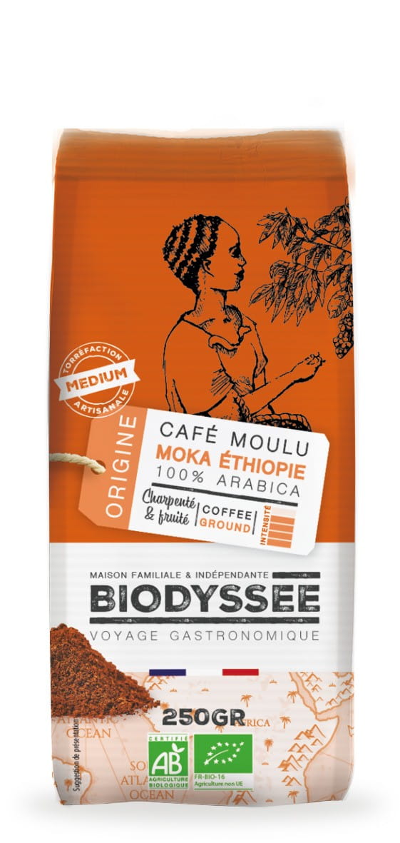 Café 100% arabica ethiopie moka moulu 250g ECO BIODYSSEE