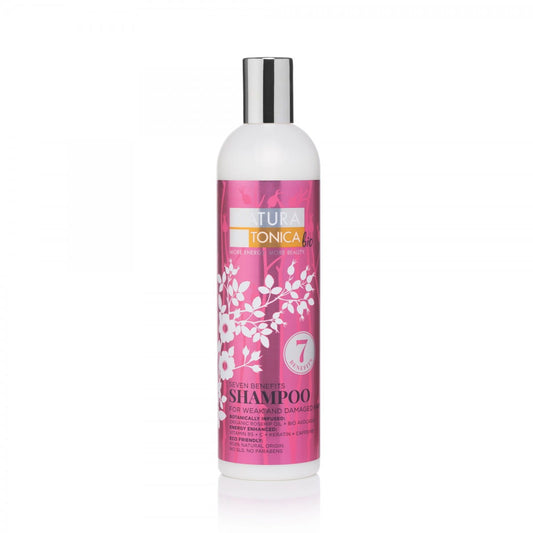 Eurobio Lab Haarshampoo 7 Vorteile, 400 ml Flasche, zeigt die Verpackung und das Produkt in einer natürlichen Anwendungssituation