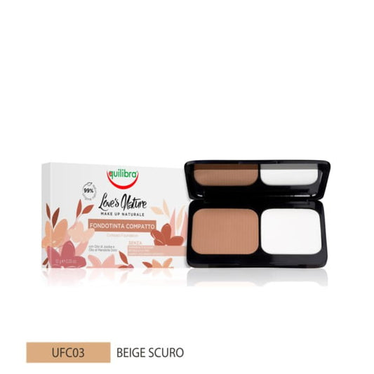 Beige EQUILIBRA Kompaktgrundierung in 10g, Verpackung und Produktbeschreibung sichtbar, für Make-up-Base.