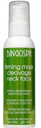 BINGO SPA BINGOSPA-Maske zur Straffung von Hals, Gesicht und Dekolleté, weiße Gesichtsmaske auf dunklem Hintergrund