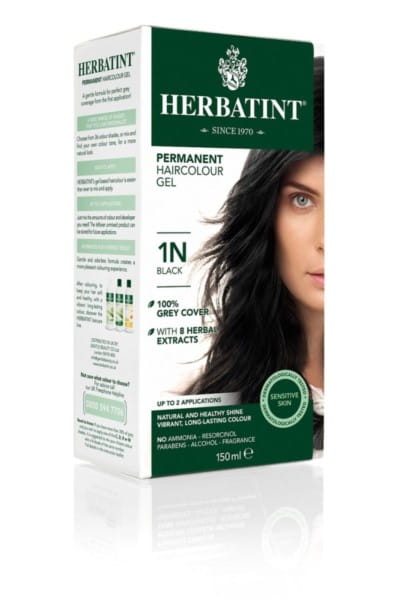 Herbatint Gelfarbe 1N Schwarz, 150 ml, cremige Haarfarbe in schwarzer Nuance, für langanhaltende Farbergebnisse