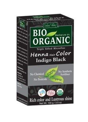 Hennafarbe für Haare ECO BLACK von INDUS VALLEY in 100g, natürliche schwarze Haarfarbe, cremige Textur, umweltfreundlich