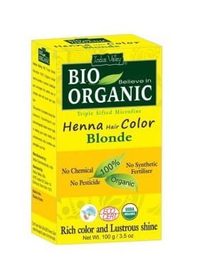 Hennafarbe für blonde Haare, ECO-Qualität, 100g, von INDUS VALLEY, natürliche Haarfarbe in Packung