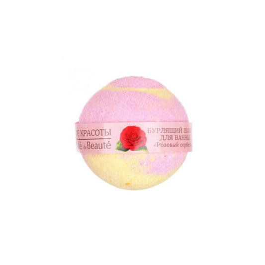 Badebombe Rosensorbet von CAFE MINI PROFESSIONAL, entspannende Badekugel mit Rosenduft und bunter Farbgestaltung.