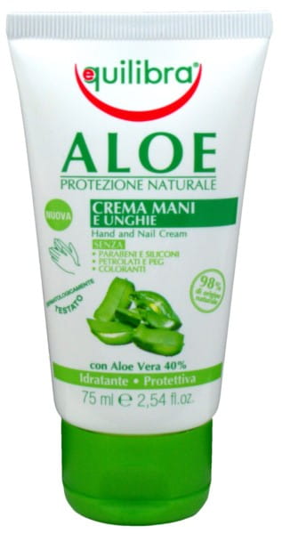 Aloe Hand- und Nagelcreme von EQUILIBRA in 75 ml Tube, pflegt Hände und Nägel mit Aloe Vera.