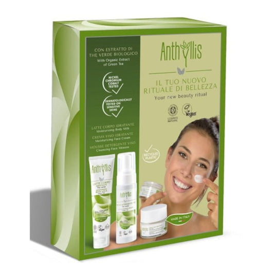 Anthyllis Milchschaum-Creme-Geschenkset mit verschiedenen Cremes und Verpackung, perfekt als Geschenk.