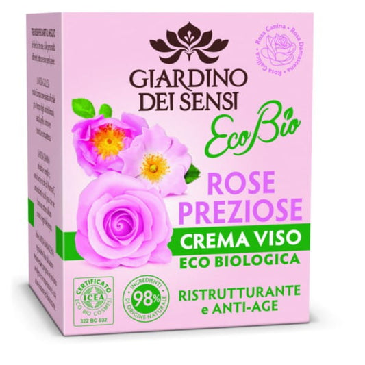 Edelrosen-Gesichtscreme von GIARDINO DEI SENSI, 50 ml, mit Rosenextrakt für gepflegte, gepflegte Haut.