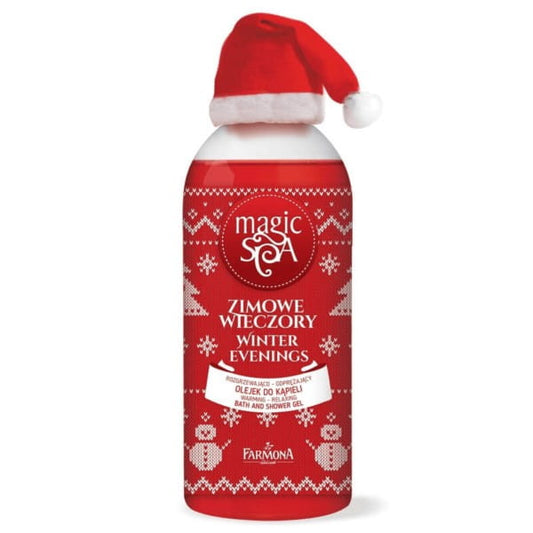 Badeöl Winterabende von Farmona in 500 ml Flasche, mit winterlichen Duftnoten und pflegender Formel für ein entspannendes Bad.