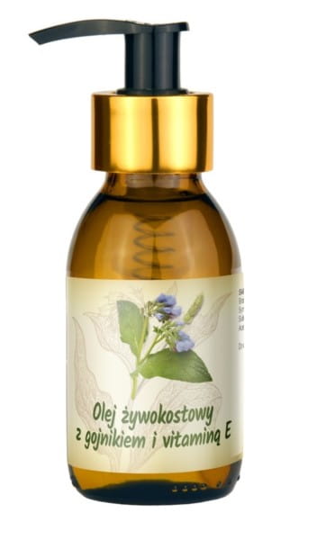 Beinwellöl mit Wärme und Vitamin E von PROFARM, flüssiges Naturprodukt in brauner Flasche, für wohltuende Hautpflege.