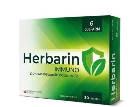 Herbarin pflanzliche Immununterstützung von COLFARM, natürliche Kapseln zur Stärkung des Immunsystems, Nahaufnahme der Verpackung