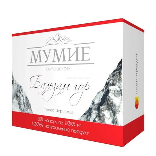 Altai Mumie Balsam der Berge, ROSYJSKIE, 60 Kapseln mit 2 g, naturbelassene Mumie in Kapseln gegen Wohlbefinden