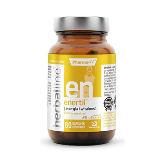 Enertil 60 Kapseln von PHARMOVIT, Nahrungsergänzungsmittel in einer weißen Packung mit grünen Akzenten.