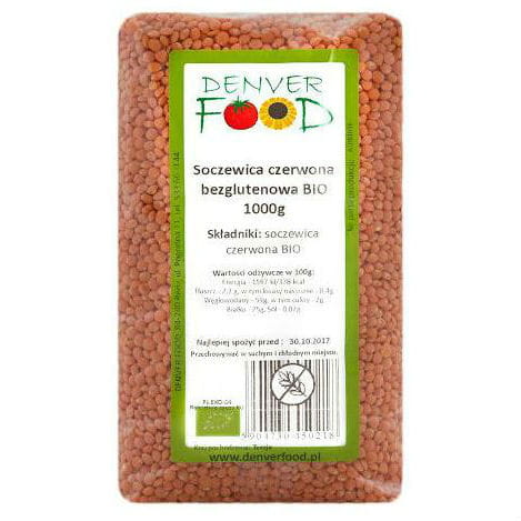 Glutenfreie rote Linsen BIO 1000g DENVER FOOD