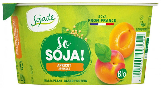 Glutenfreies Aprikosen-Sojabohnendessert von BIOPLANET, BIO, 150 g, cremige Textur, fruchtiger Geschmack, vegan, im Becher.