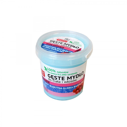 Körperseife aus blauer Tonerde von Fitokosmetik, 155 g, mit natürlicher blauer Tonerde, sichtbare Seifenstück auf weißem Hintergrund