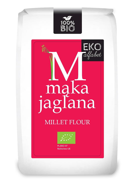 Bio-Hirsemehl von BIOPLANET, 500 g Packung, feines, hellgelbes Mehl aus Hirse für glutenfreie Rezepte.