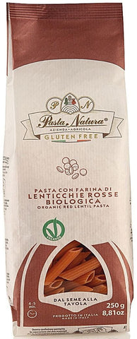 Pasta (red lentils) penne gluten free BIO 250 g - NATURA PASTA