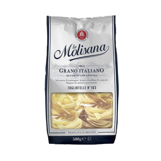 Tagliatelle Nr. 103 von La Molisana, 500 g Packung, frische italienische Pasta aus hochwertigem Hartweizengrieß.