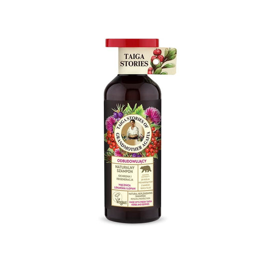 Haarshampoo von EUROBIO LAB mit Bärentraube und Klette, 500 ml Flasche, zeigt die Shampoo-Flasche mit Pflanzenextrakten.
