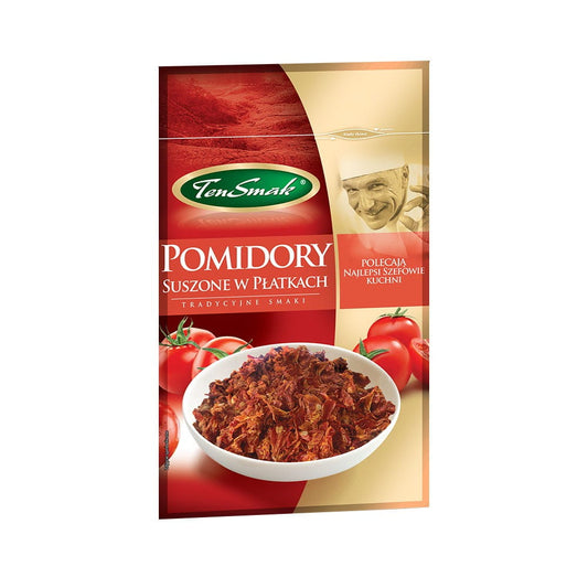 Getrocknete Tomaten in Flocken von Ten Smak, 20 g, aromatische getrocknete Tomaten in feinen Flocken, ideal zum Würzen und Verfeinern.